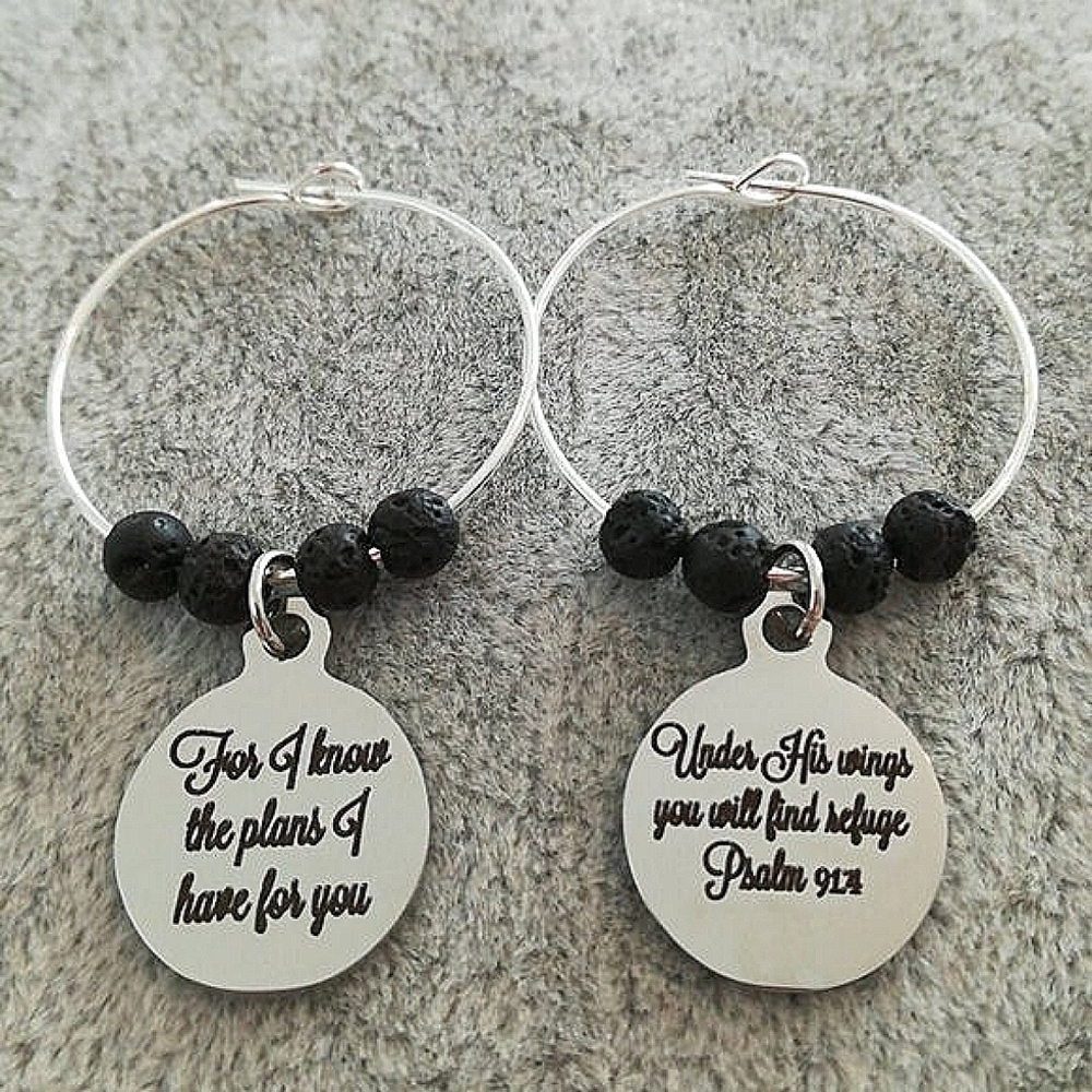 Christian Bible Verse Scripture Hoop Earrings